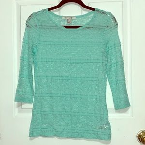 Mint stretch lace 3/4 sleeve top